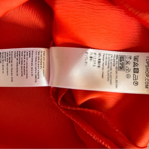 TOP SHOP V-Neck, Split-Sleeve Blouse, Red/Orange Color, Size US 4, UK 8 - Picture 6 of 6
